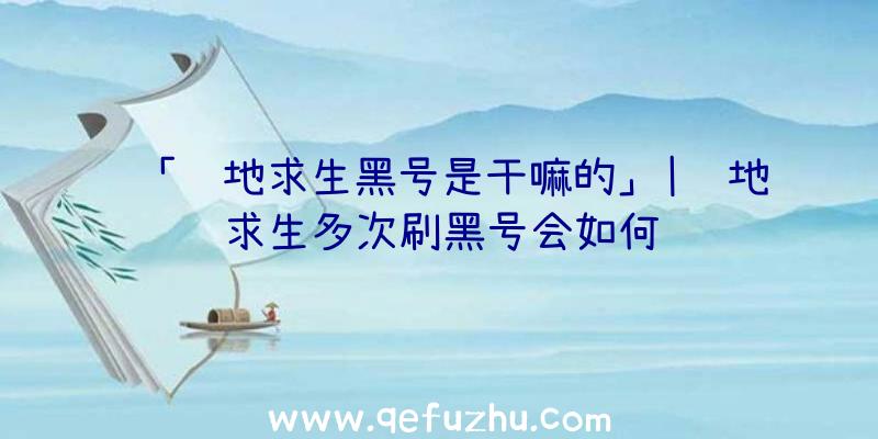 「绝地求生黑号是干嘛的」|绝地求生多次刷黑号会如何